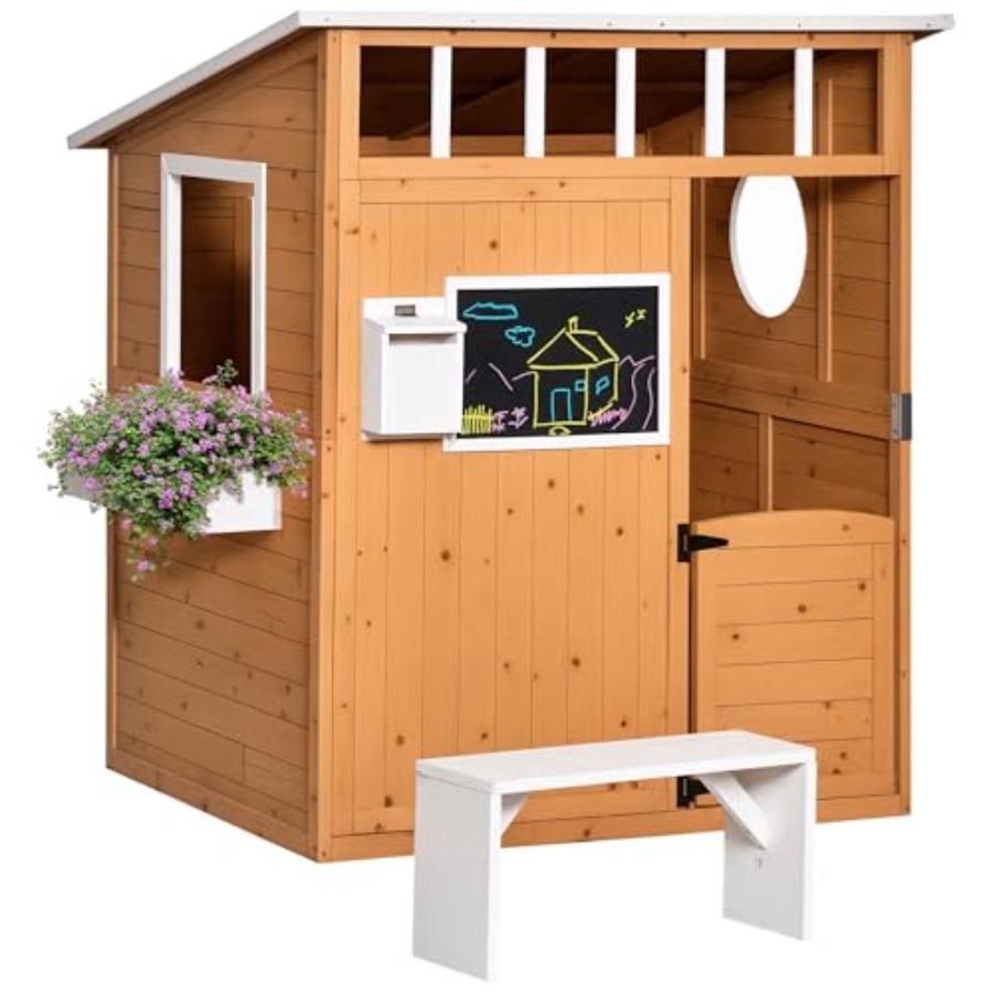 Kids Outdoor Playhouse - Casa de Brinquedo de Madeira para