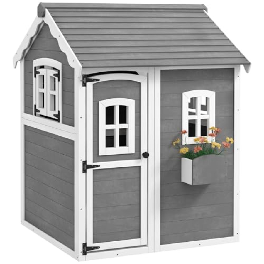 Kids Outdoor Playhouse - Casa de brinquedo de madeira para