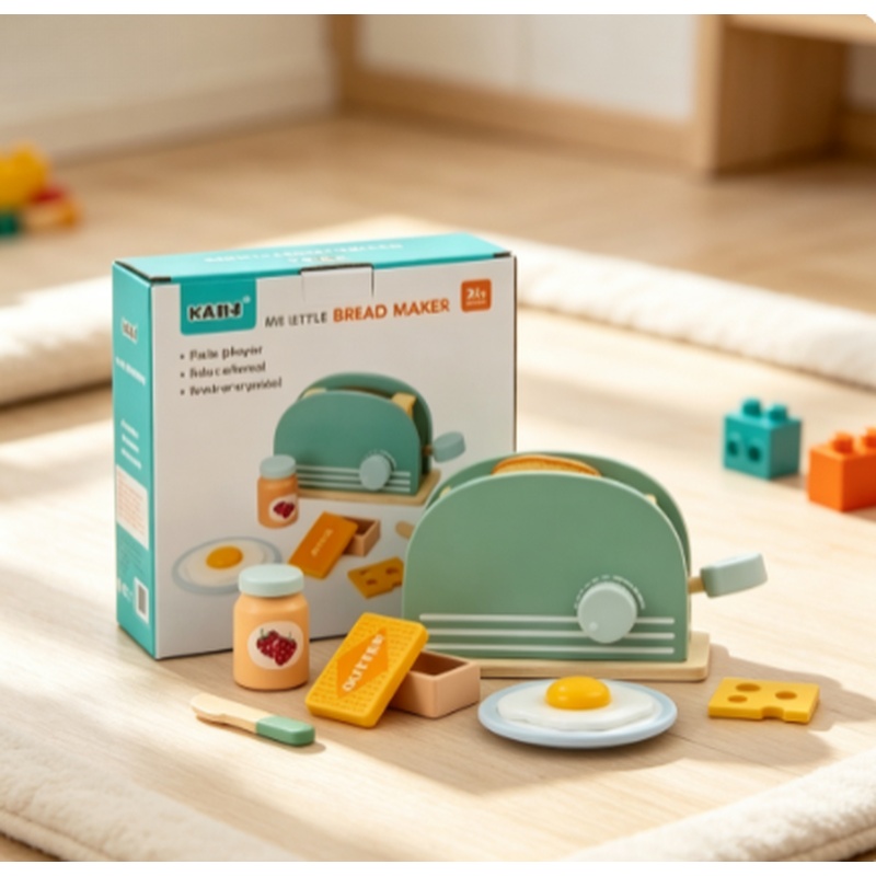 Kids Outdoor Kitchen Accessories - Brinquedo de Madeira Simulador de Torradeira