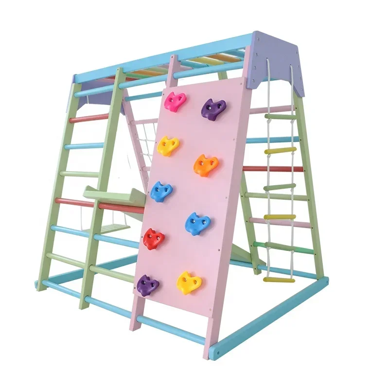 Kids Outdoor Jungle Gym - Conjunto de Escalada Infantil de Madeira