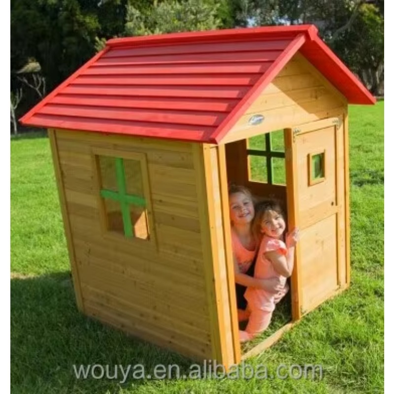Kids Outdoor Playhouse - Casa de Brinquedo de Madeira Pré-Fabricada