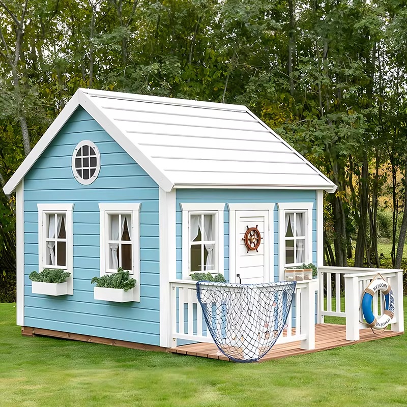 Kids Outdoor Playhouse - Casa de Brinquedo de Madeira para
