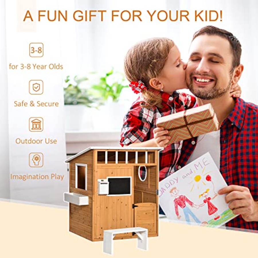 Casa de Brinquedo de Madeira p - Kids Outdoor Playhouse avaliação e preço