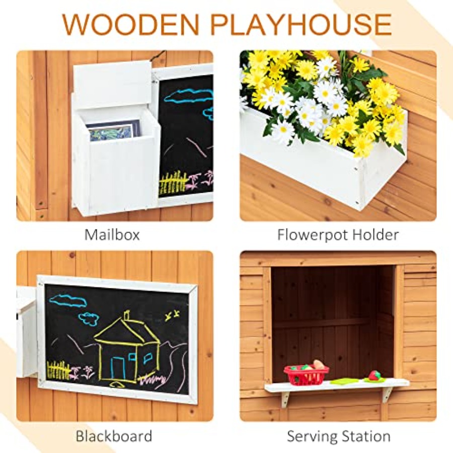 Casa de Brinquedo de Madeira p - Kids Outdoor Playhouse avaliação e preço