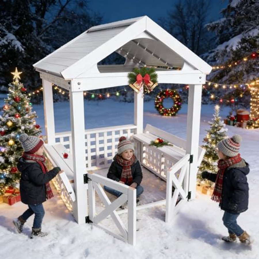 Casa de Brinquedo de Madeira p - Kids Outdoor Playhouse avaliação e preço