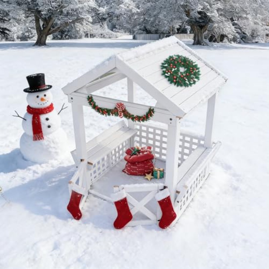 Casa de Brinquedo de Madeira p - Kids Outdoor Playhouse avaliação e preço