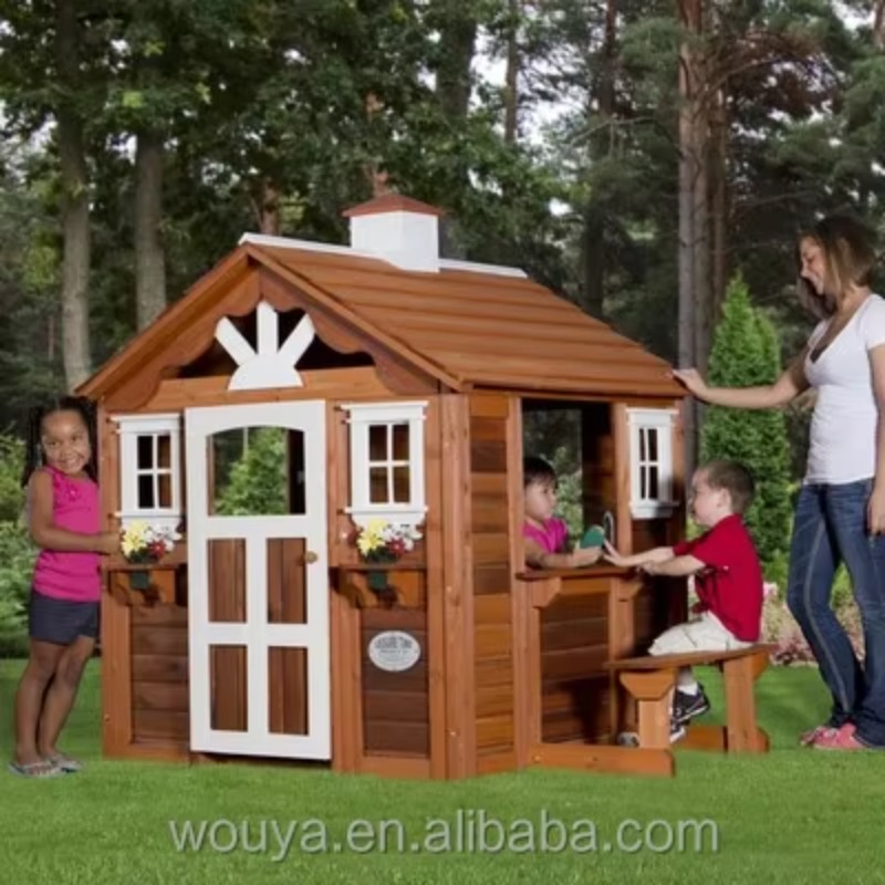 Casa de Brinquedo de Madeira P - Kids Outdoor Playhouse avaliação e preço