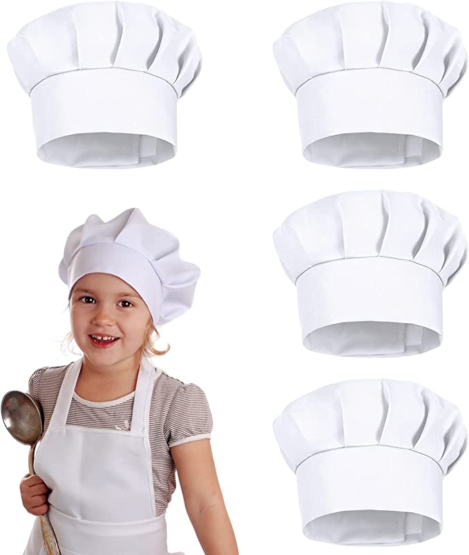 4 Peças Chapéu de Chef Branco  - Kids Outdoor Kitchen Accessories avaliação e preço