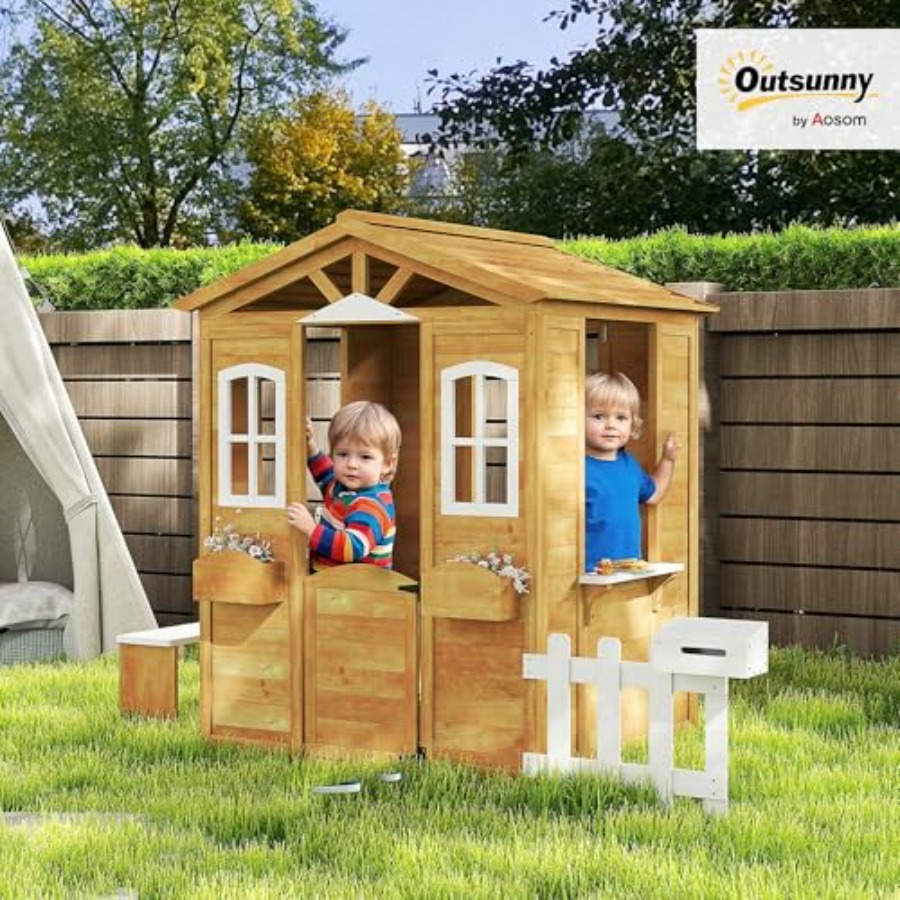 Casa de brincar ao ar livre pa - Kids Outdoor Playhouse avaliação e preço