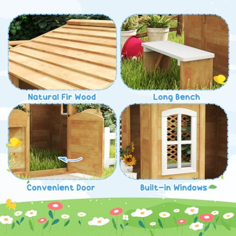 Casa de brincar ao ar livre pa - Kids Outdoor Playhouse avaliação e preço